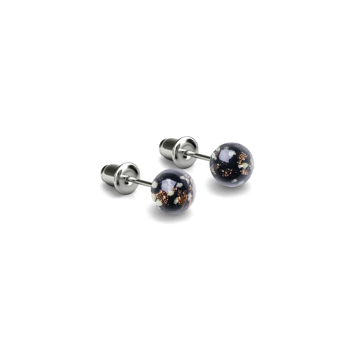 Obsidian | 925er Sterlingsilber | Mini-Glühwürmchen-Ohrstecker aus Glas
